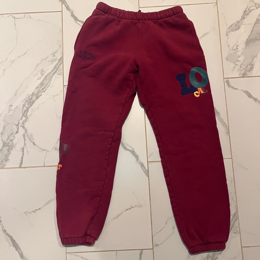 Madhappy Local Optimist Heritage Burgundy Sweatpants Sz Medium